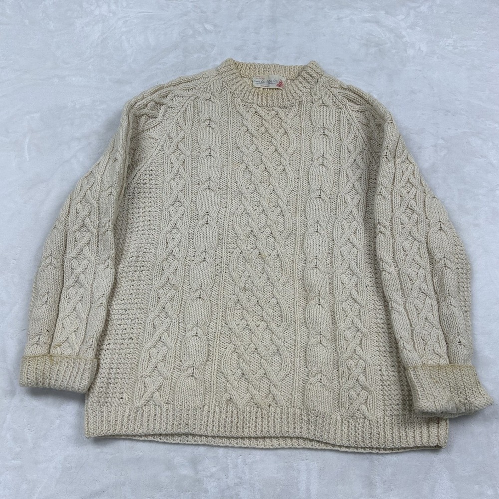 Anny Lewinter Ltd handmade Sweater Unisex Cream Aran Cable Knit Wool Ireland